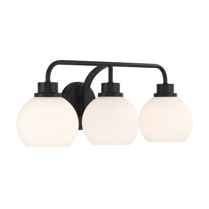 Meridian M80081MBK Three Light Bathroom Vanity, Matte Black