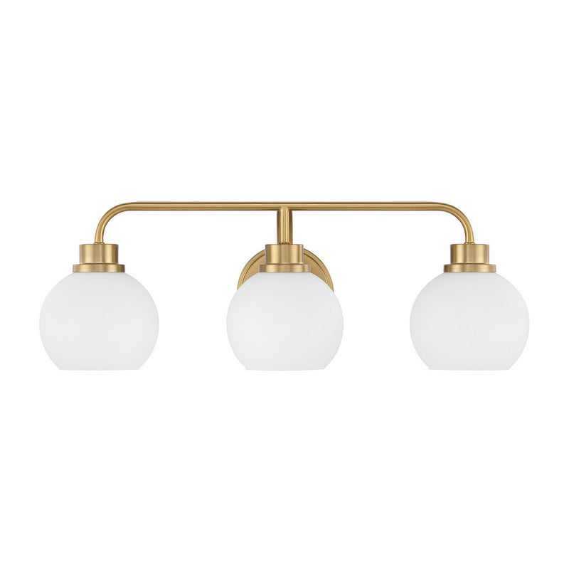 Meridian M80081NB Three Light Bathroom Vanity, Natural Brass