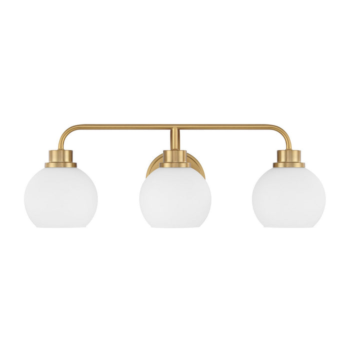 Meridian M80081NB Three Light Bathroom Vanity, Natural Brass