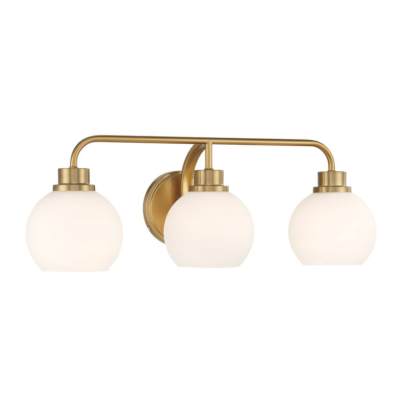 Meridian M80081NB Three Light Bathroom Vanity, Natural Brass