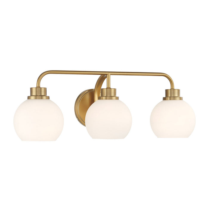 Meridian M80081NB Three Light Bathroom Vanity, Natural Brass