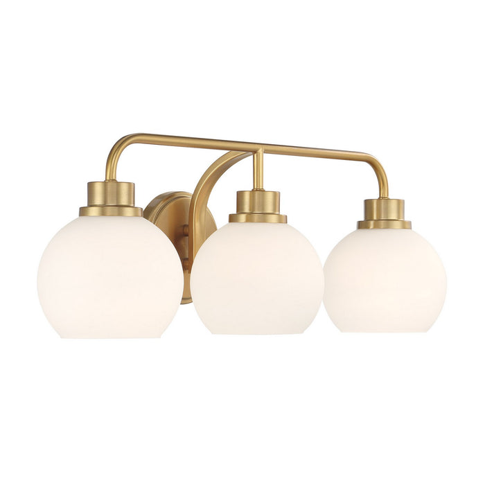 Meridian M80081NB Three Light Bathroom Vanity, Natural Brass