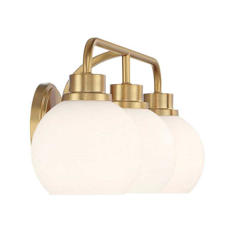 Meridian M80081NB Three Light Bathroom Vanity, Natural Brass