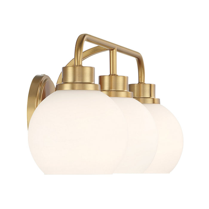 Meridian M80081NB Three Light Bathroom Vanity, Natural Brass
