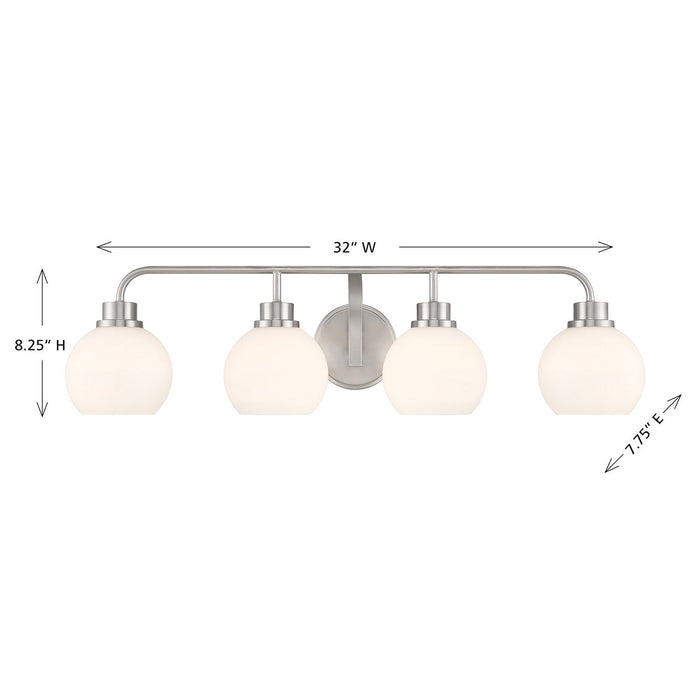Meridian M80082BN Four Light Bathroom Vanity, Brushed Nickel