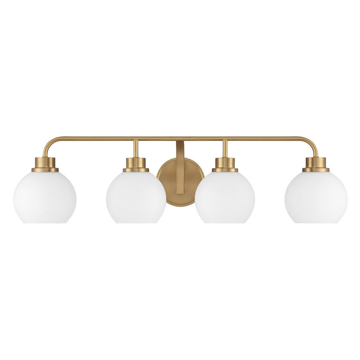 Meridian M80082NB Four Light Bathroom Vanity, Natural Brass