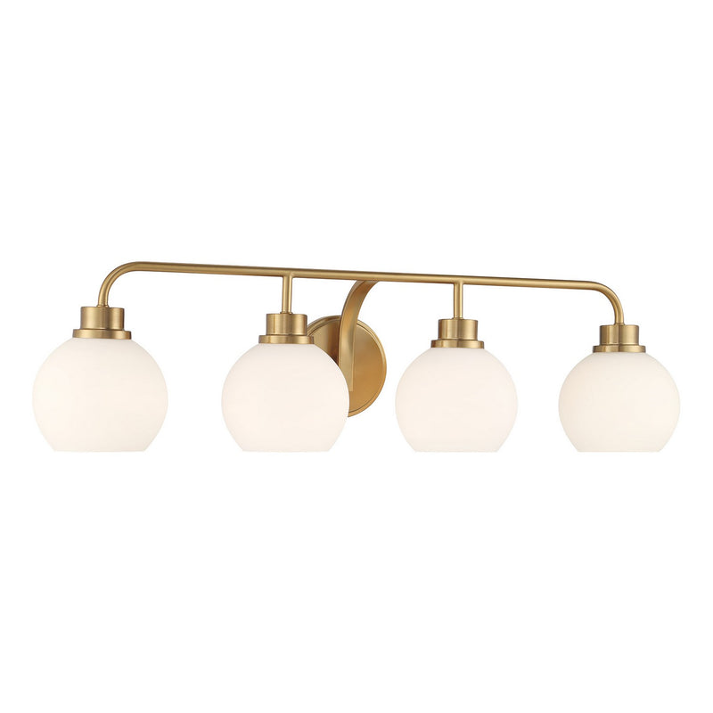 Meridian M80082NB Four Light Bathroom Vanity, Natural Brass