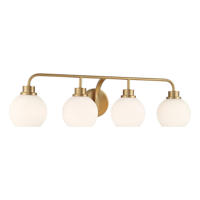 Meridian M80082NB Four Light Bathroom Vanity, Natural Brass