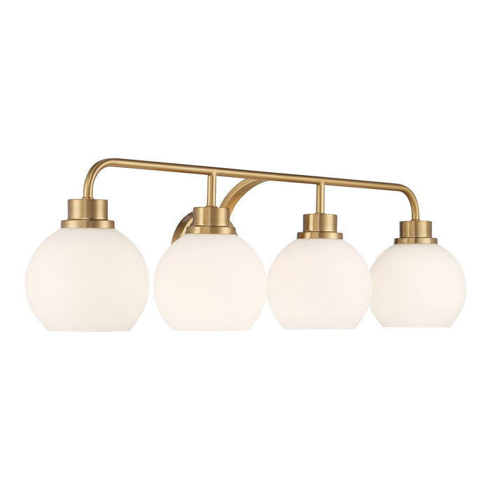 Meridian M80082NB Four Light Bathroom Vanity, Natural Brass