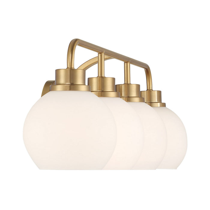 Meridian M80082NB Four Light Bathroom Vanity, Natural Brass