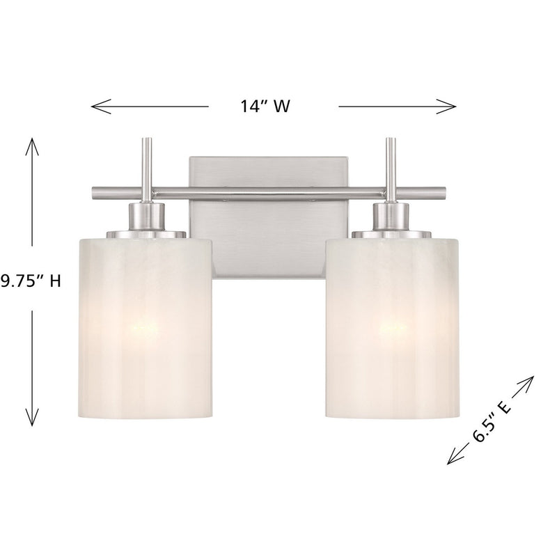 Meridian M80083BN Two Light Bathroom Vanity, Brushed Nickel
