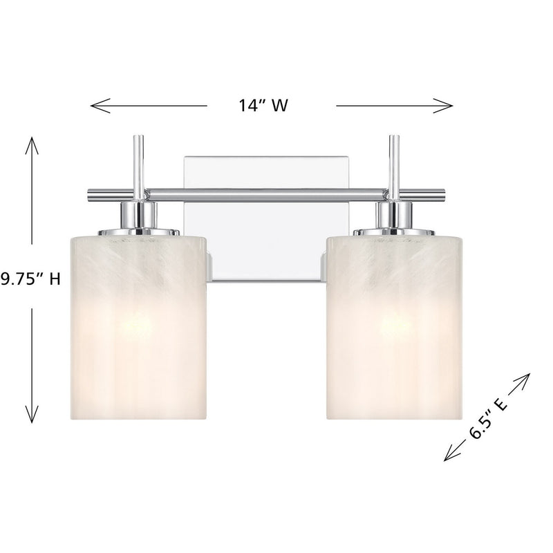 Meridian M80083CH Two Light Bathroom Vanity, Chrome