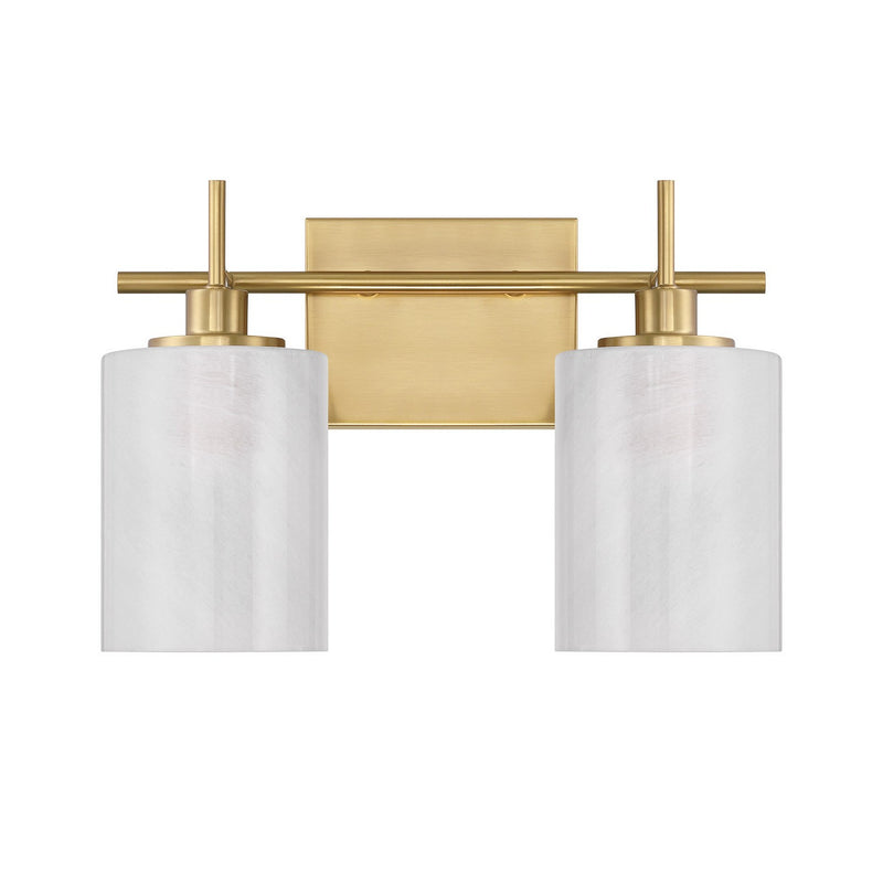 Meridian M80083NB Two Light Bathroom Vanity, Natural Brass