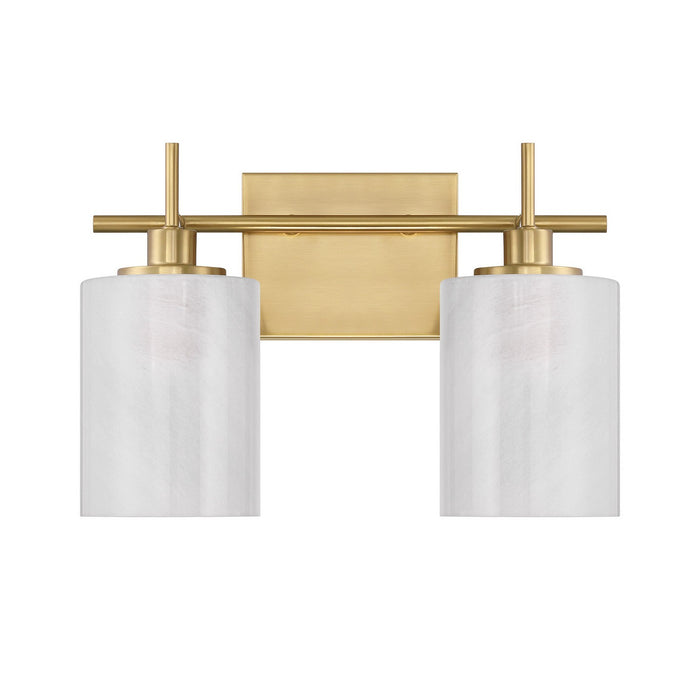 Meridian M80083NB Two Light Bathroom Vanity, Natural Brass