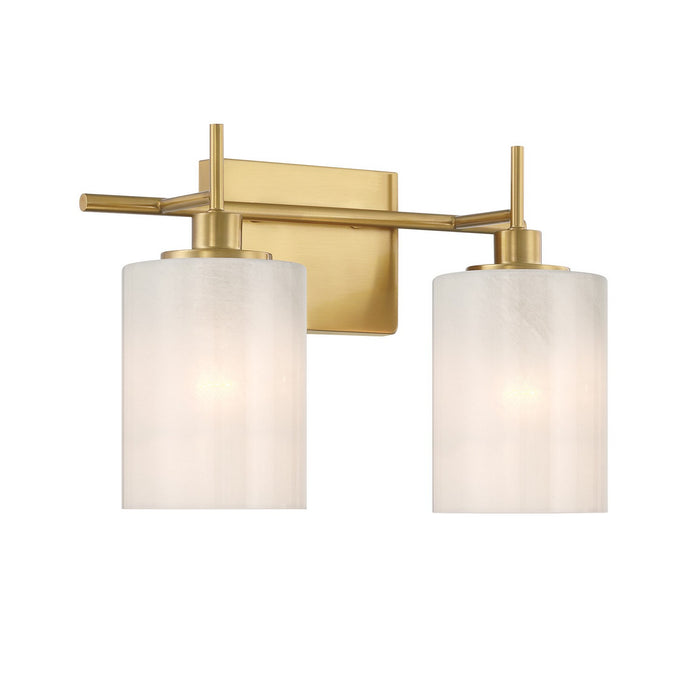 Meridian M80083NB Two Light Bathroom Vanity, Natural Brass