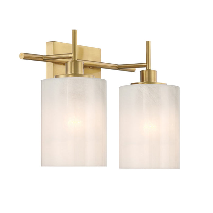 Meridian M80083NB Two Light Bathroom Vanity, Natural Brass