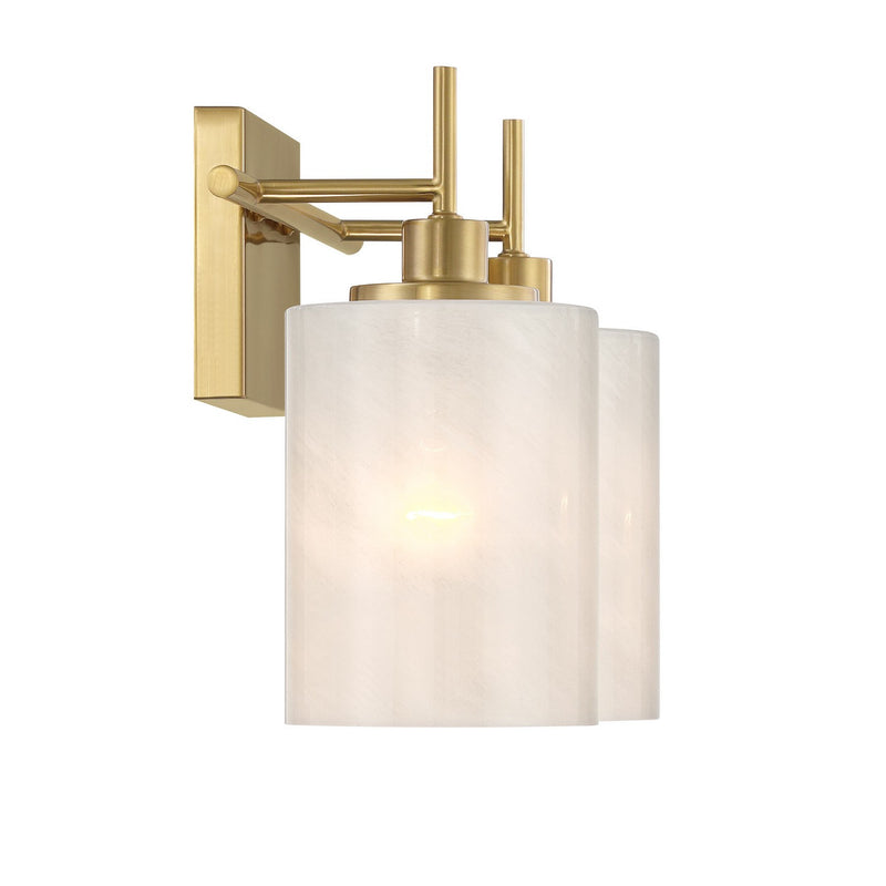 Meridian M80083NB Two Light Bathroom Vanity, Natural Brass