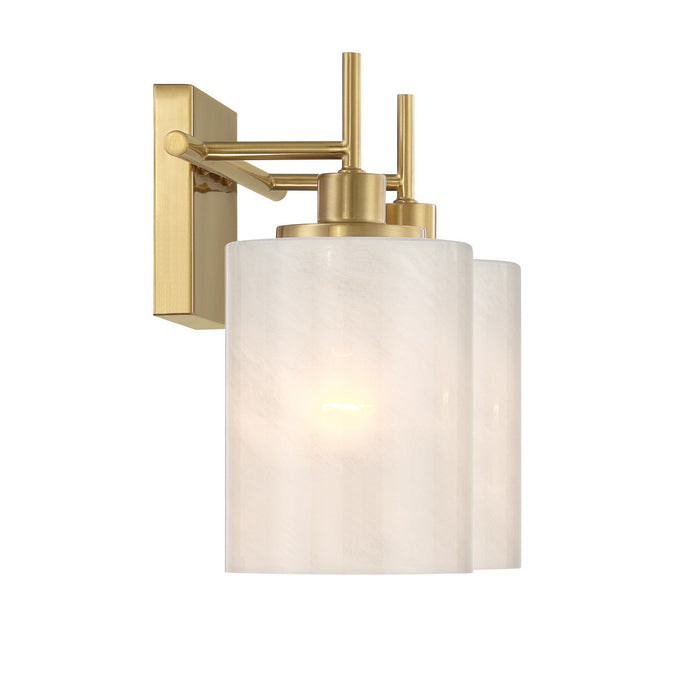 Meridian M80083NB Two Light Bathroom Vanity, Natural Brass