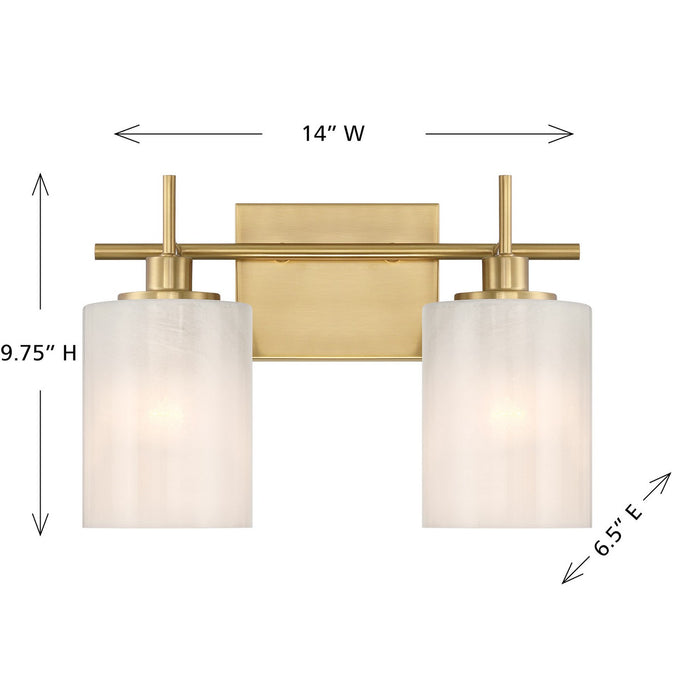 Meridian M80083NB Two Light Bathroom Vanity, Natural Brass