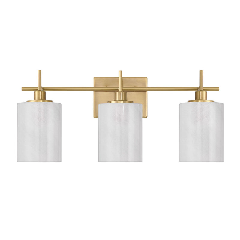 Meridian M80084NB Three Light Bathroom Vanity, Natural Brass