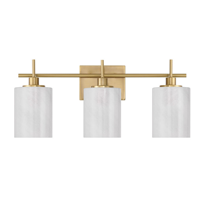 Meridian M80084NB Three Light Bathroom Vanity, Natural Brass