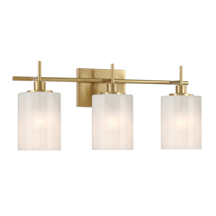 Meridian M80084NB Three Light Bathroom Vanity, Natural Brass
