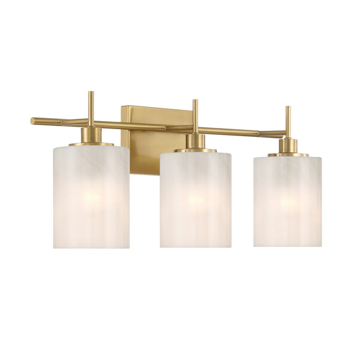 Meridian M80084NB Three Light Bathroom Vanity, Natural Brass