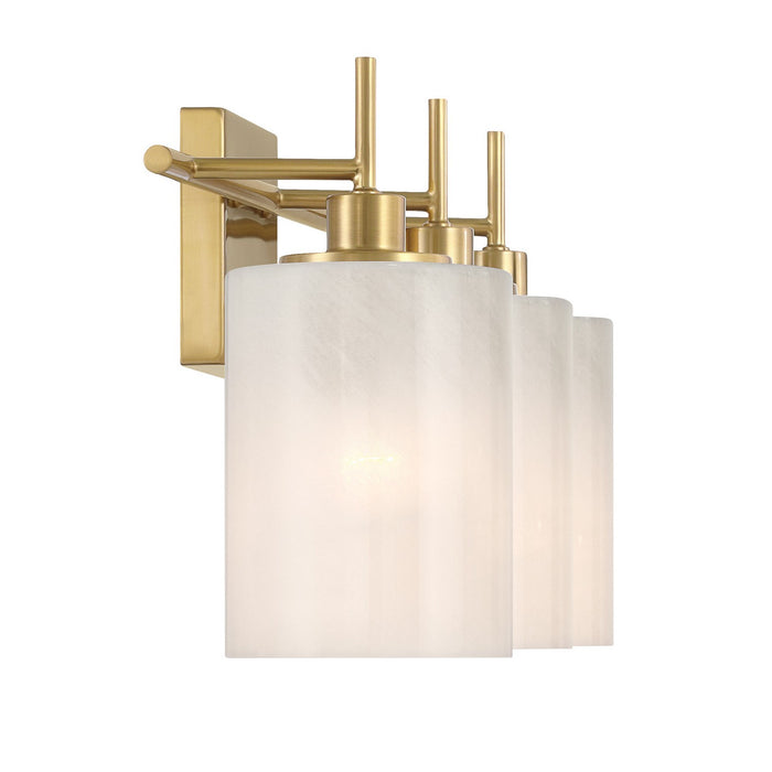 Meridian M80084NB Three Light Bathroom Vanity, Natural Brass