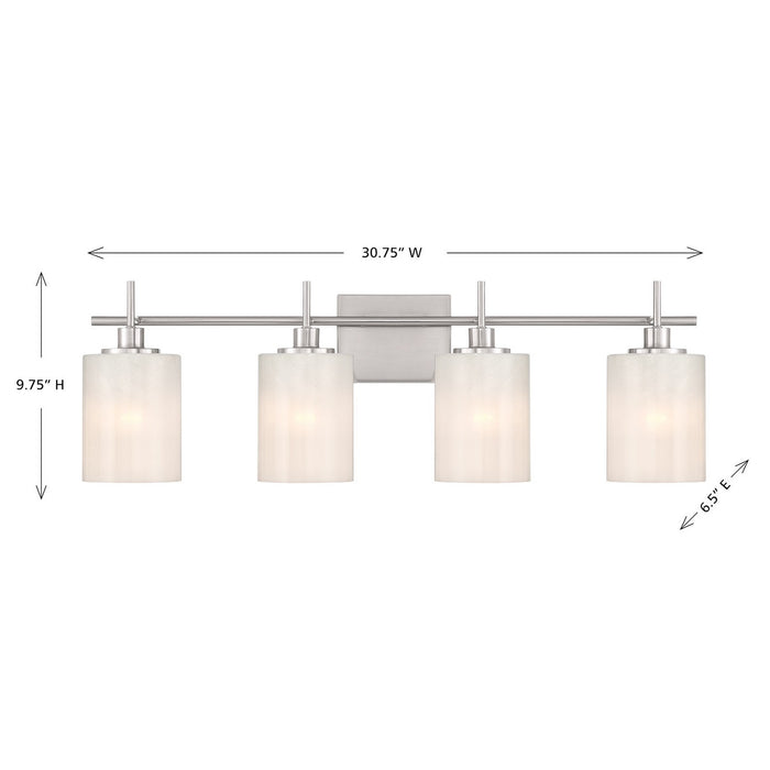 Meridian M80085BN Four Light Bathroom Vanity, Brushed Nickel