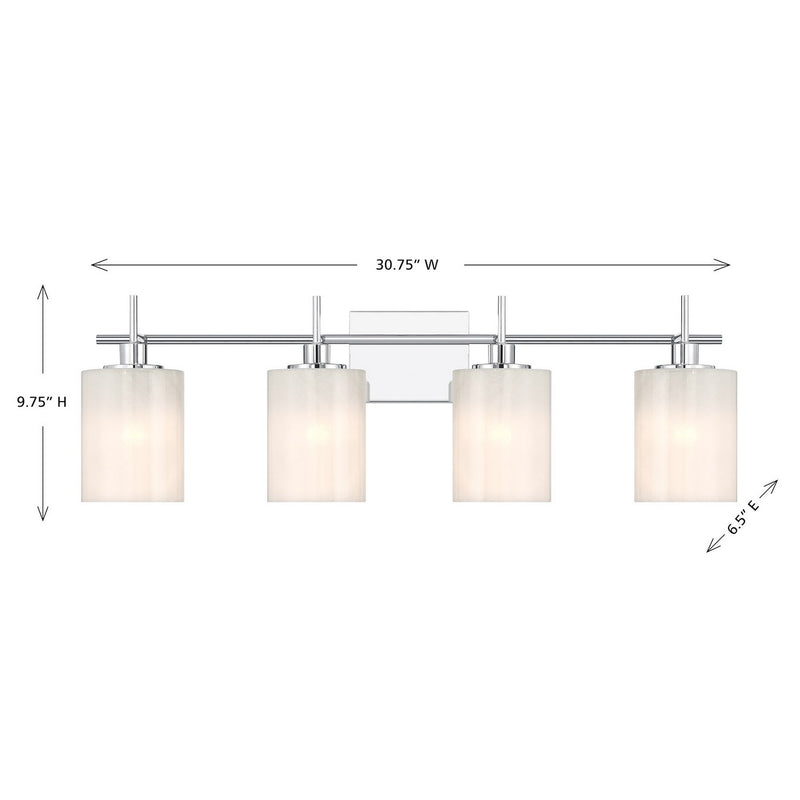 Meridian M80085CH Four Light Bathroom Vanity, Chrome