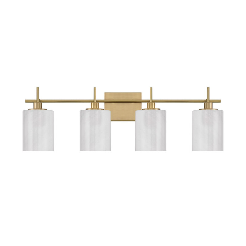 Meridian M80085NB Four Light Bathroom Vanity, Natural Brass