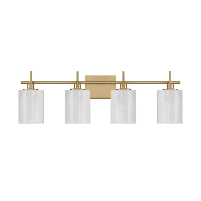 Meridian M80085NB Four Light Bathroom Vanity, Natural Brass