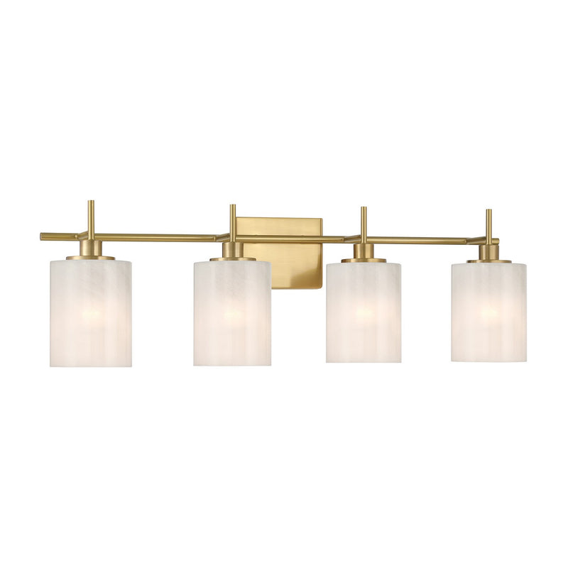 Meridian M80085NB Four Light Bathroom Vanity, Natural Brass