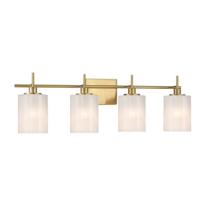 Meridian M80085NB Four Light Bathroom Vanity, Natural Brass