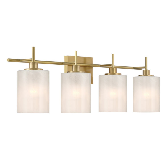 Meridian M80085NB Four Light Bathroom Vanity, Natural Brass