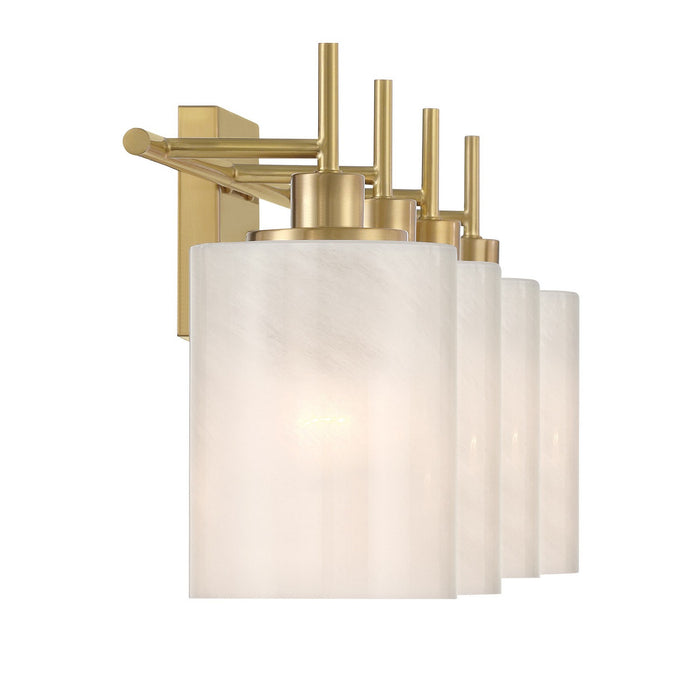 Meridian M80085NB Four Light Bathroom Vanity, Natural Brass