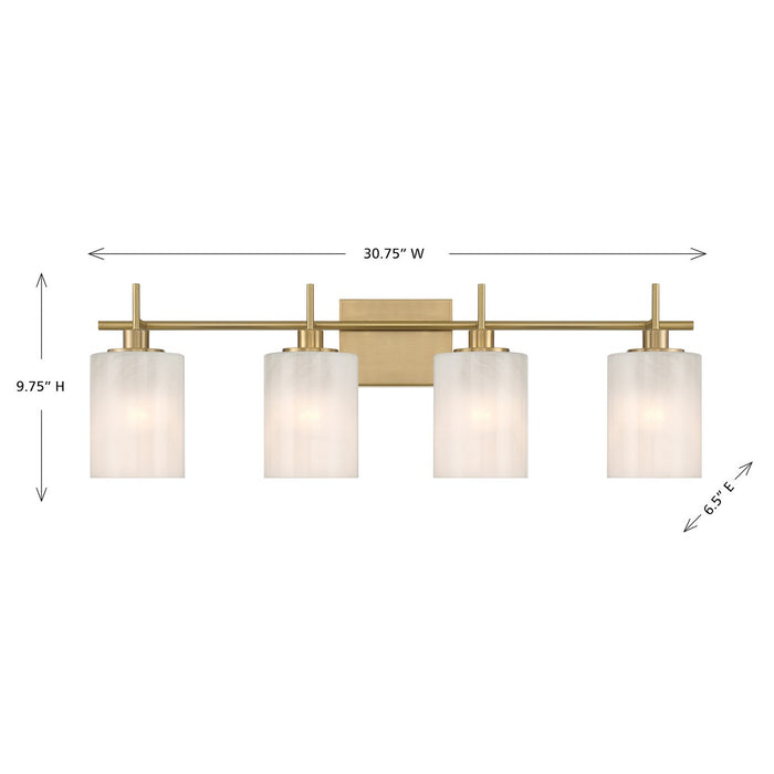Meridian M80085NB Four Light Bathroom Vanity, Natural Brass