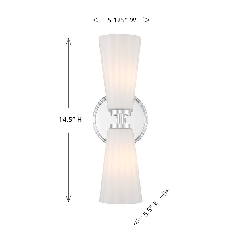 Meridian M90109CH Two Light Wall Sconce, Chrome