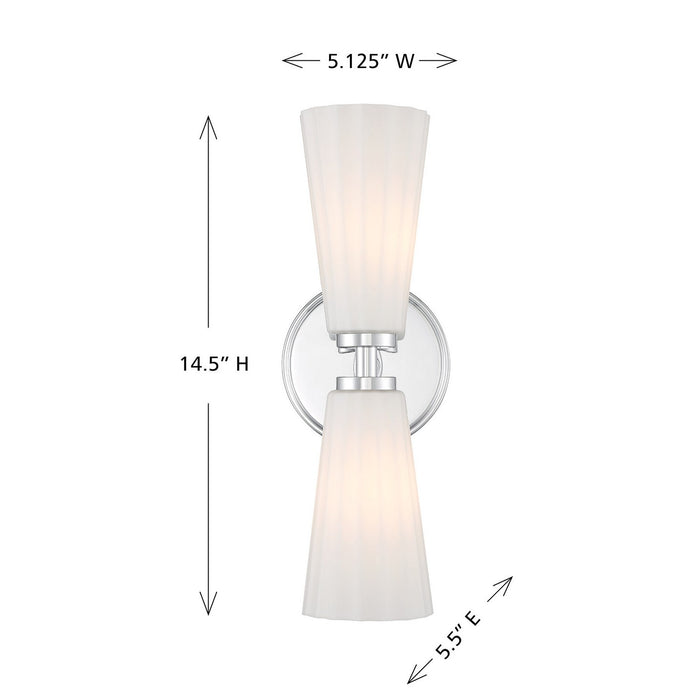 Meridian M90109CH Two Light Wall Sconce, Chrome