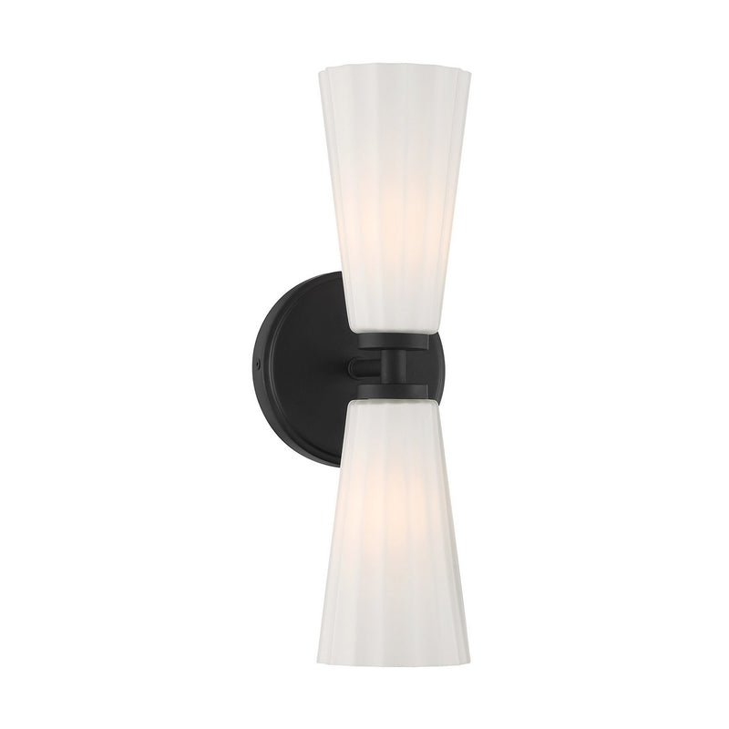 Meridian M90109MBK Two Light Wall Sconce, Matte Black