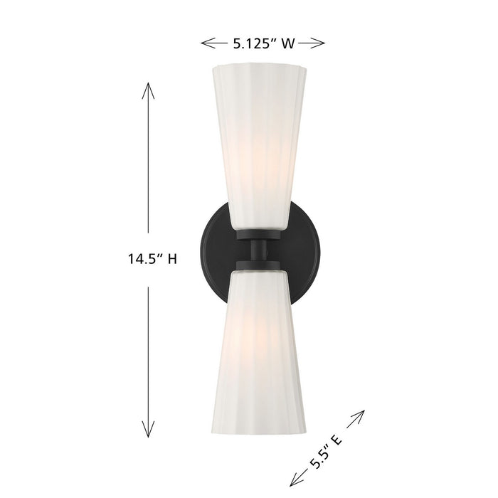 Meridian M90109MBK Two Light Wall Sconce, Matte Black