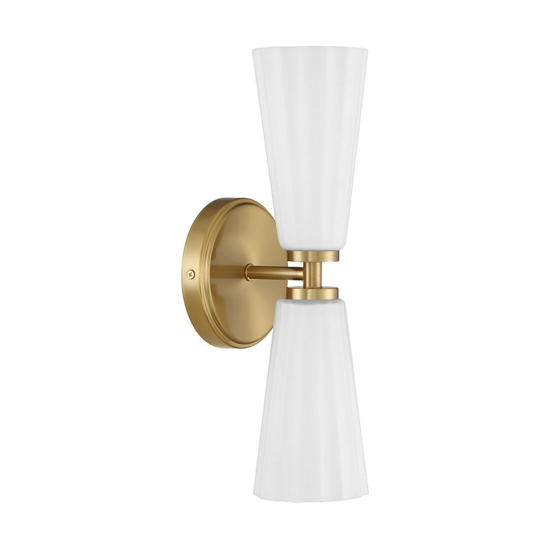 Meridian M90109NB Two Light Wall Sconce, Natural Brass