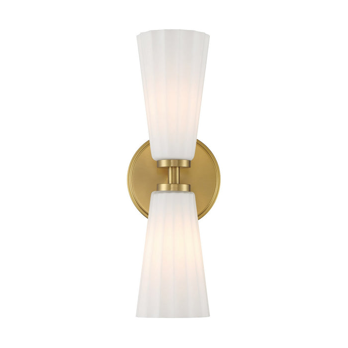 Meridian M90109NB Two Light Wall Sconce, Natural Brass