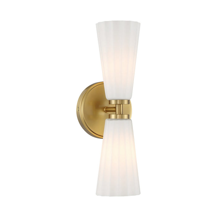 Meridian M90109NB Two Light Wall Sconce, Natural Brass
