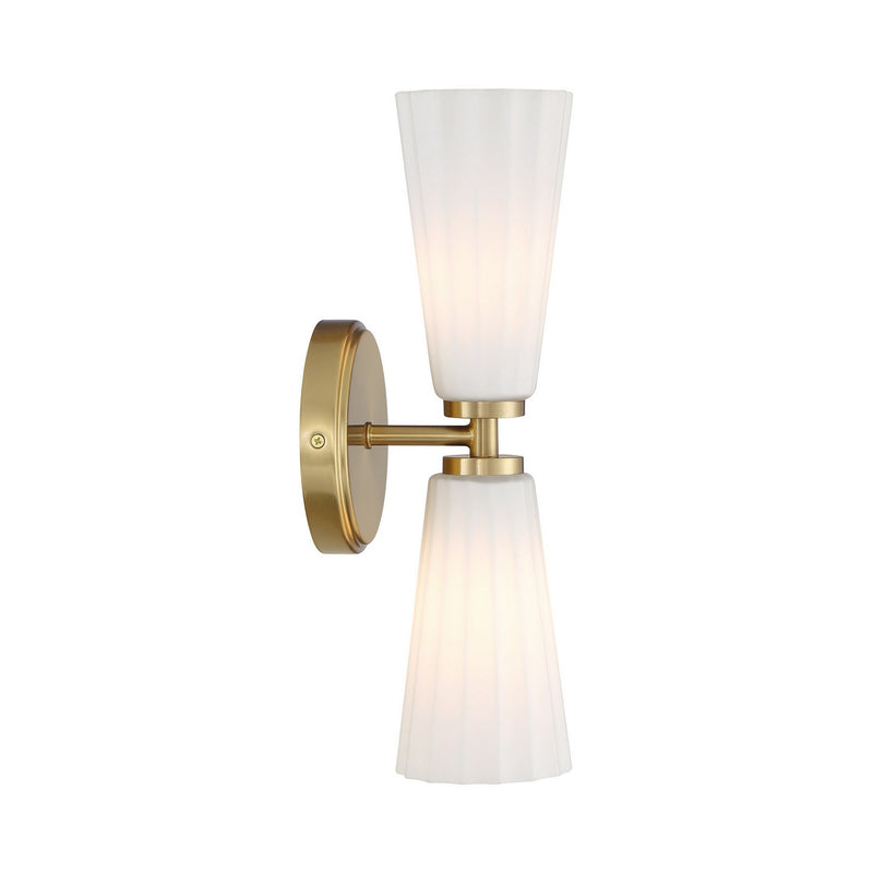 Meridian M90109NB Two Light Wall Sconce, Natural Brass