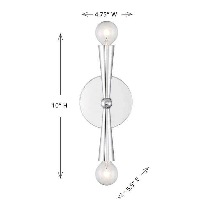 Meridian M90110CH Two Light Wall Sconce, Chrome