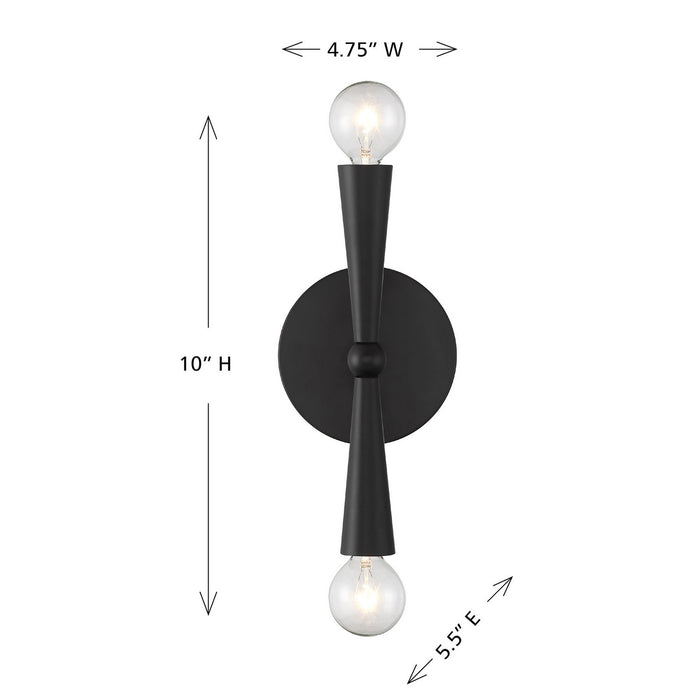 Meridian M90110MBK Two Light Wall Sconce, Matte Black