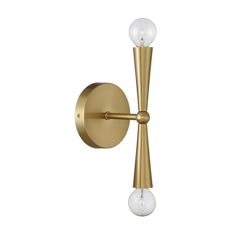Meridian M90110NB Two Light Wall Sconce, Natural Brass