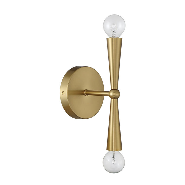 Meridian M90110NB Two Light Wall Sconce, Natural Brass