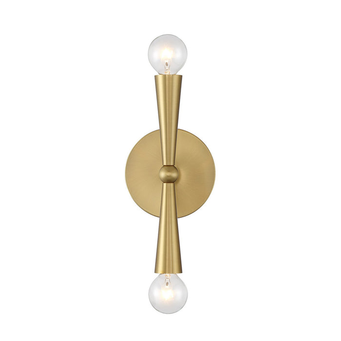 Meridian M90110NB Two Light Wall Sconce, Natural Brass